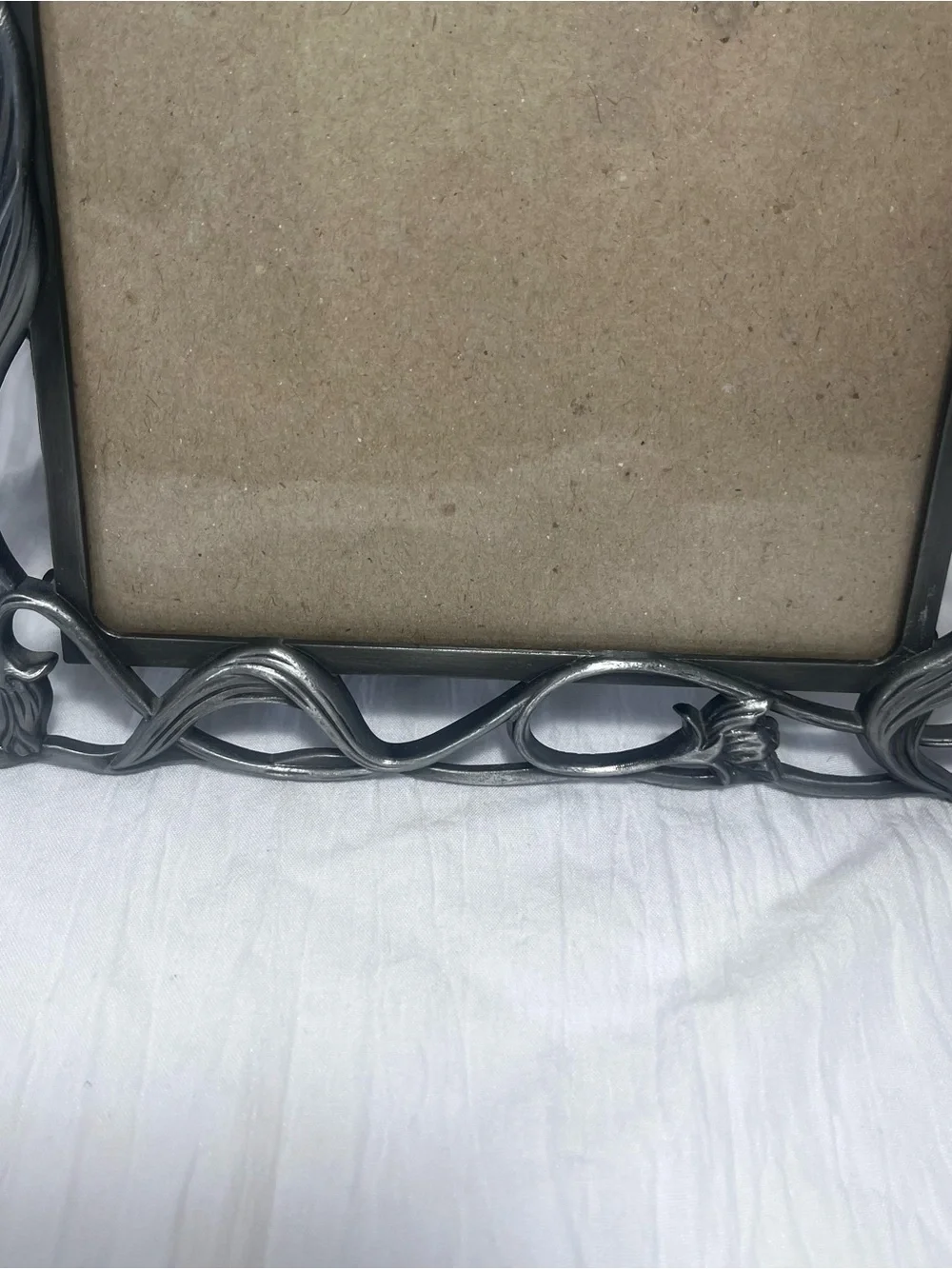 Vtg Pewter Photo Picture Frame Art Nouveau Floral Vine 5x7 Picture w/Glass
